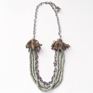 nah 571 Náhrdelník-šedozelená