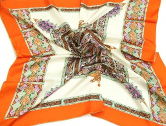 394 4a Šátek- smetanová/oranžová